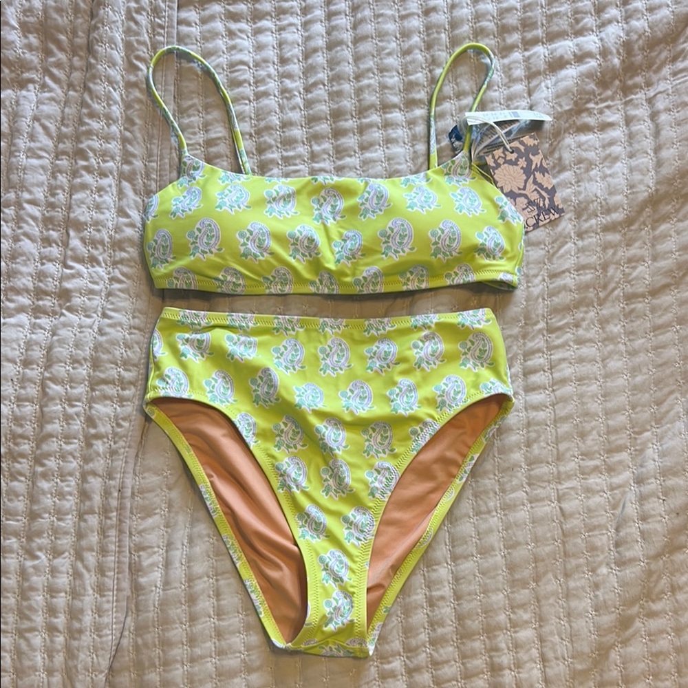J.Crew Vibrant Lime Floral Bikini Set